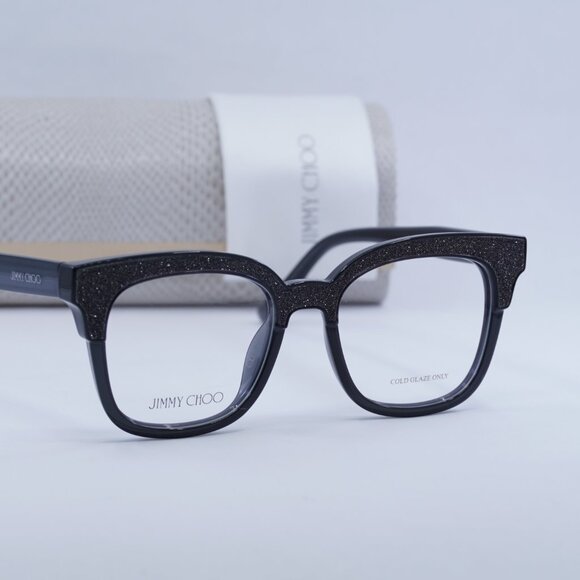 Jimmy Choo JC176 018R 00 Cat Eye Eyeglasses - Dark Gray Glittergy 49mm - Picture 3 of 8